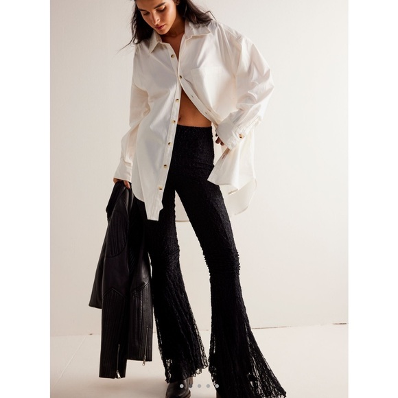 Free People Pants - NWT $98 Free People Georgina Mesh Flare Pants Black NEW